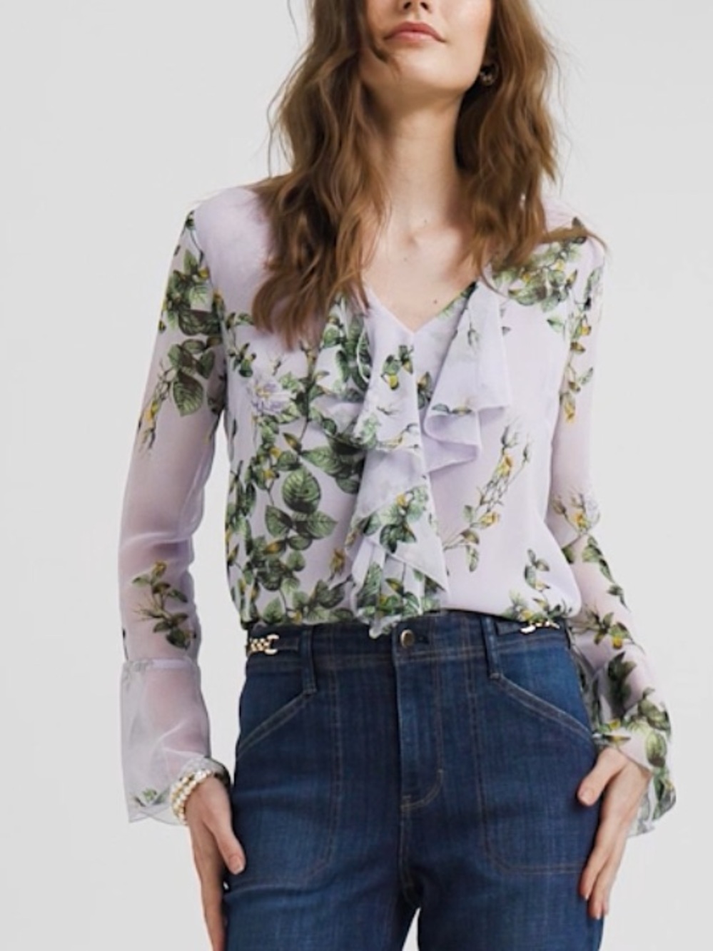 White House Black Market Floral Ruffle Top, Size XL, NWT - Picture 13 of 14